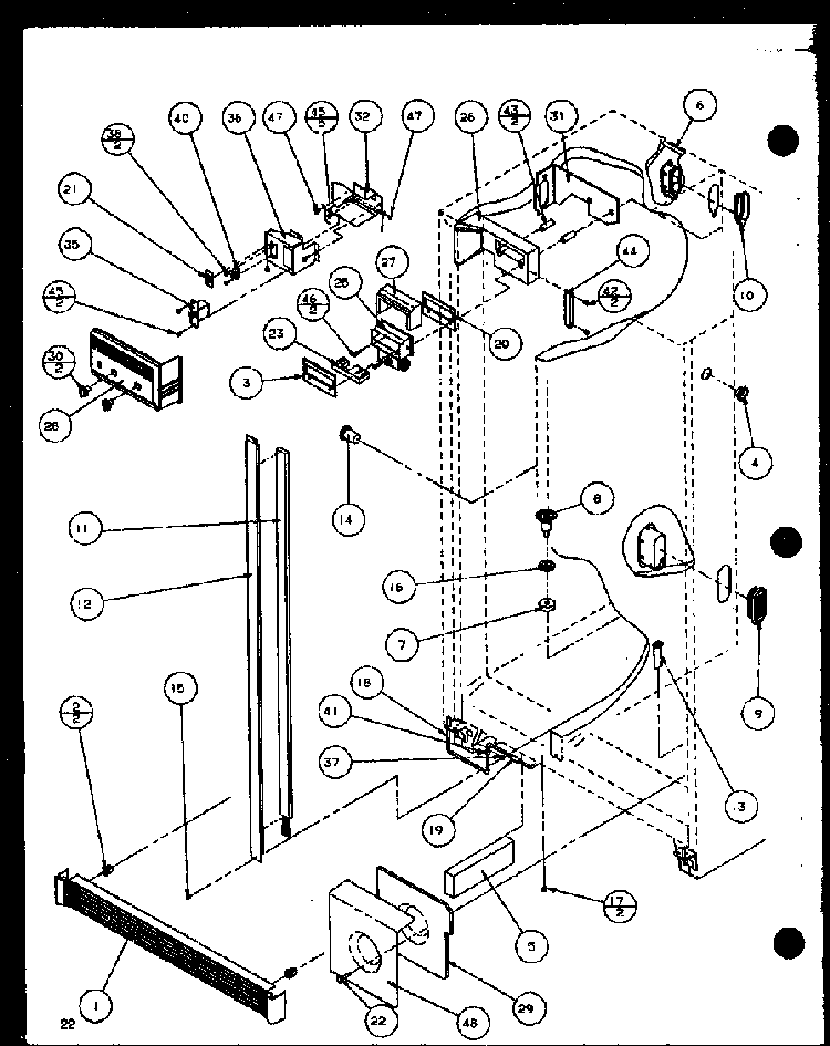 Refrigerator/freezer Controls And Cabinet Parts Diagram and Parts List for SLD25M2G-P1121107WG  Amana Refrigerator