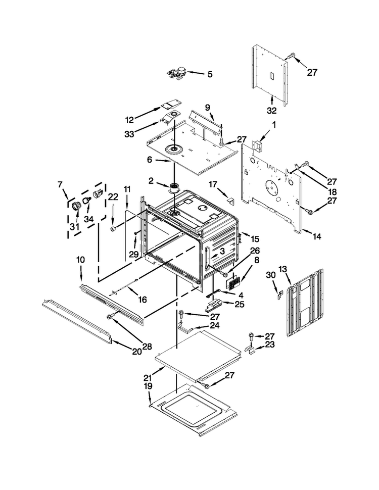 Lower Oven Parts Diagram and Parts List for MEW9627AB01  Maytag Wall Oven