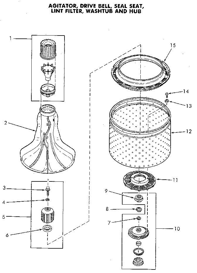 Basket And Agitator Diagram and Parts List for NA8831L33938  Speed Queen Washer