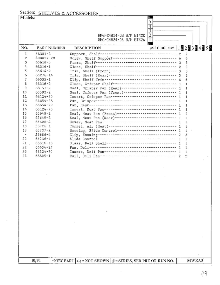 Shelves And Accessories Page 2 Diagram and Parts List for 24824-0A  Admiral Refrigerator