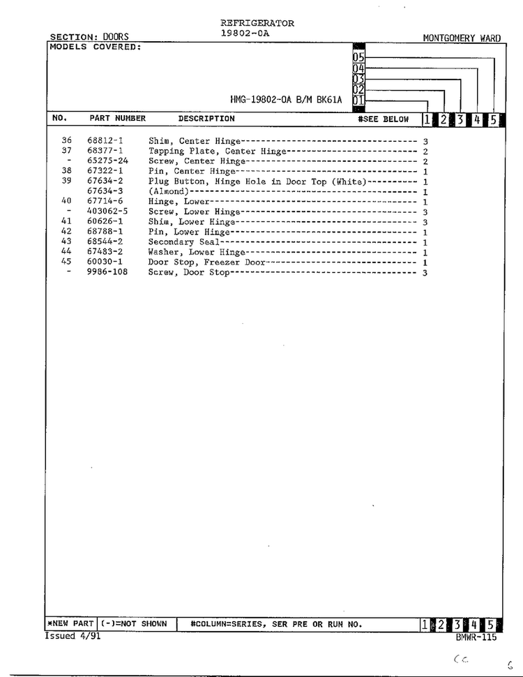 Doors Page 3 Diagram and Parts List for 19802-0A  Admiral Refrigerator