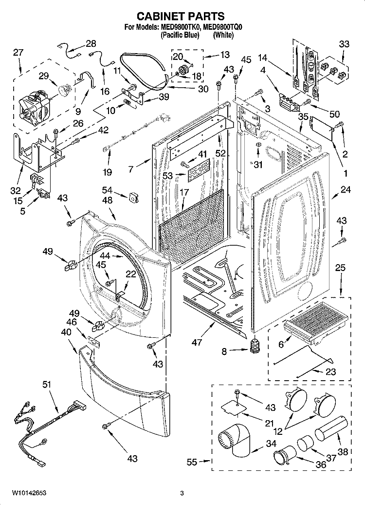 CABINET PARTS Diagram and Parts List for MED9800TQ0  Maytag Dryer