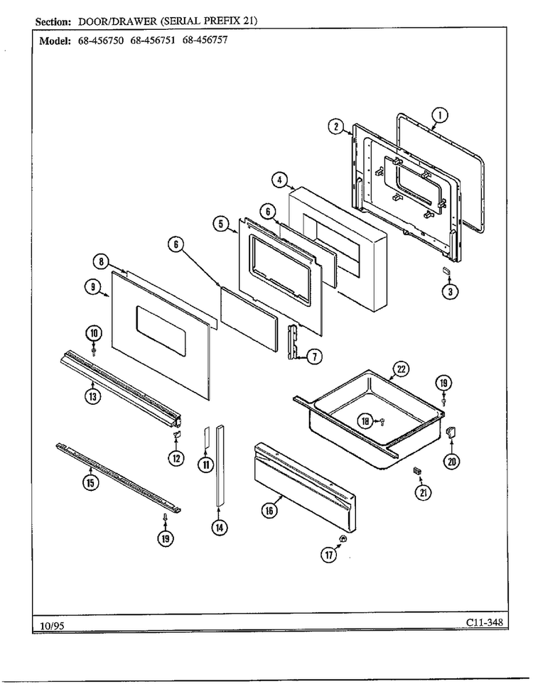 Door/drawer Page 3 Diagram and Parts List for 68-456750  Magic Chef Range