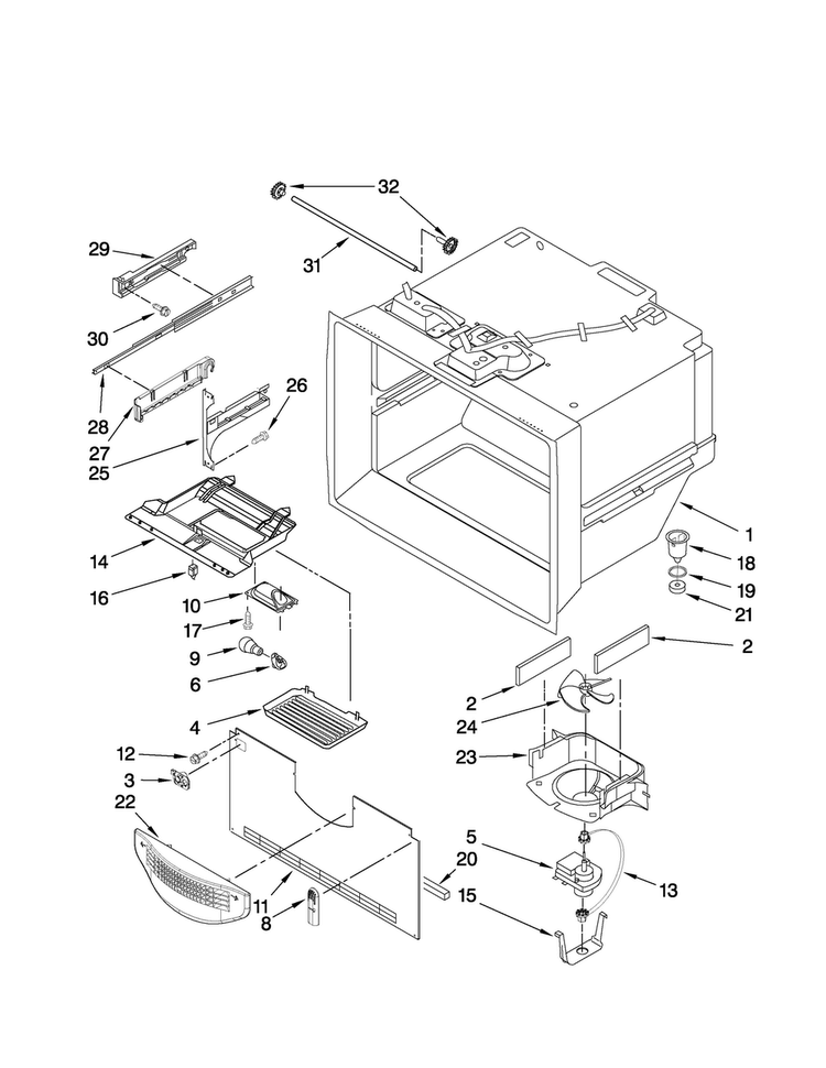 Freezer Liner Parts Diagram and Parts List for AFD2535FES4  Amana Refrigerator
