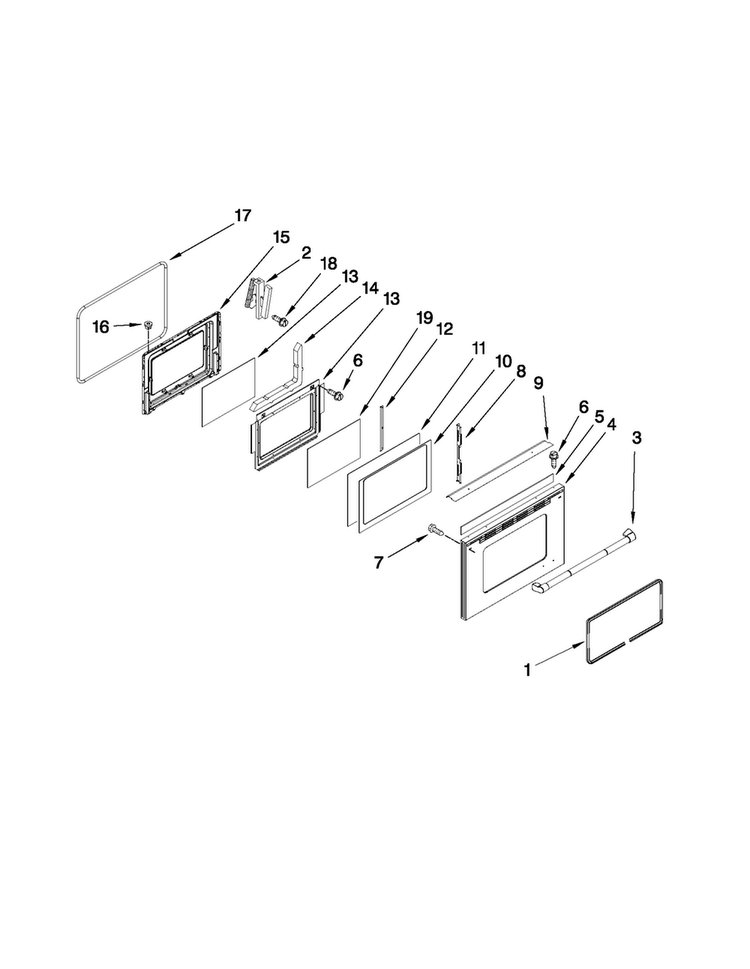 Lower Door Parts Diagram and Parts List for MER6757BAS15  Maytag Range