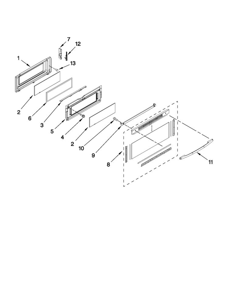 Upper Door Parts Diagram and Parts List for MGT8775XW02  Maytag Range