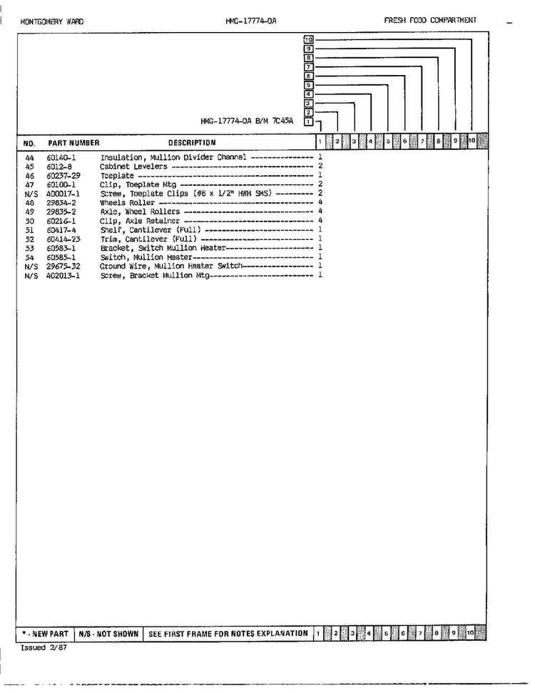 Fresh Food Compartment Page 3 Diagram and Parts List for 17774A  Admiral Refrigerator