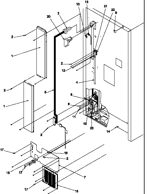 Cabinet Back Diagram and Parts List for TN22AL-P1300701WL  Amana Refrigerator