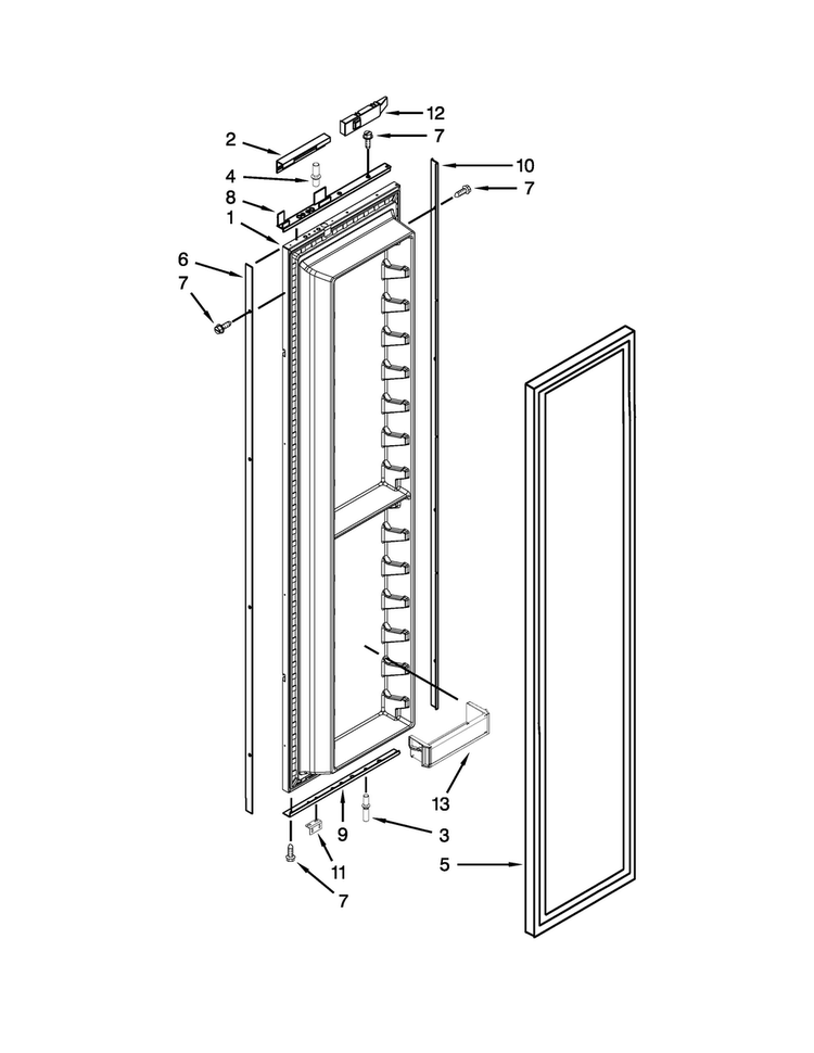 Freezer Door Parts Diagram and Parts List for JS42NXFXDE00  Jenn-Air Refrigerator