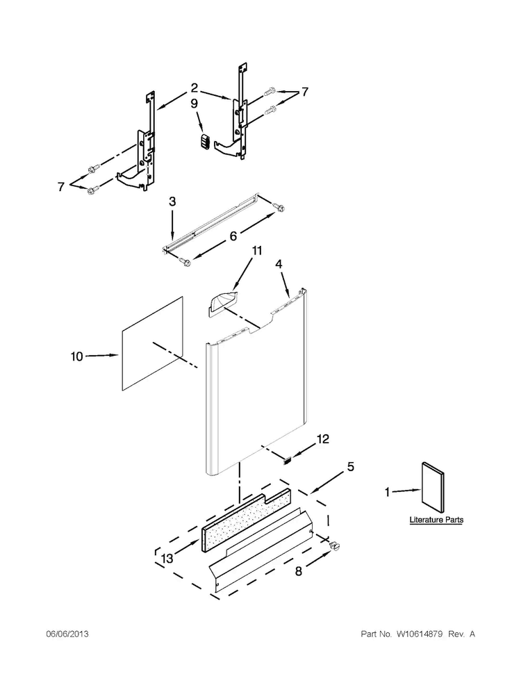 Door And Panel Parts Diagram and Parts List for MDBH949PAB3  Maytag Dishwasher