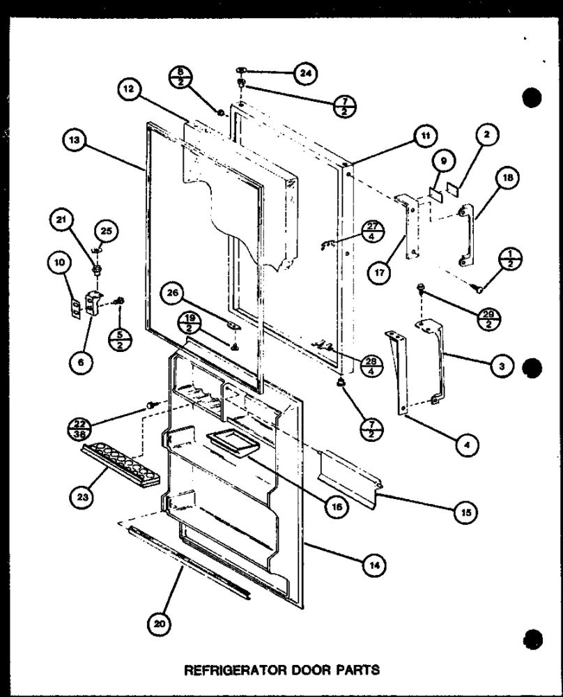 Refrigerator Door Parts 1 Diagram and Parts List for IC3H-P7621307W-TM  Amana Refrigerator