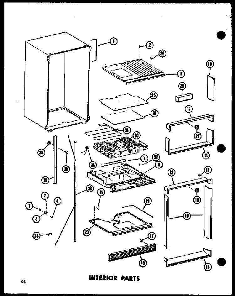 Interior Parts Diagram and Parts List for TC18E-L-P74660-14WL  Amana Refrigerator