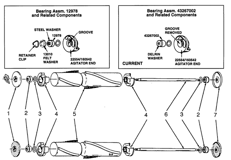 Agitator Diagram and Parts List for U4001  Hoover Upright Vacuum