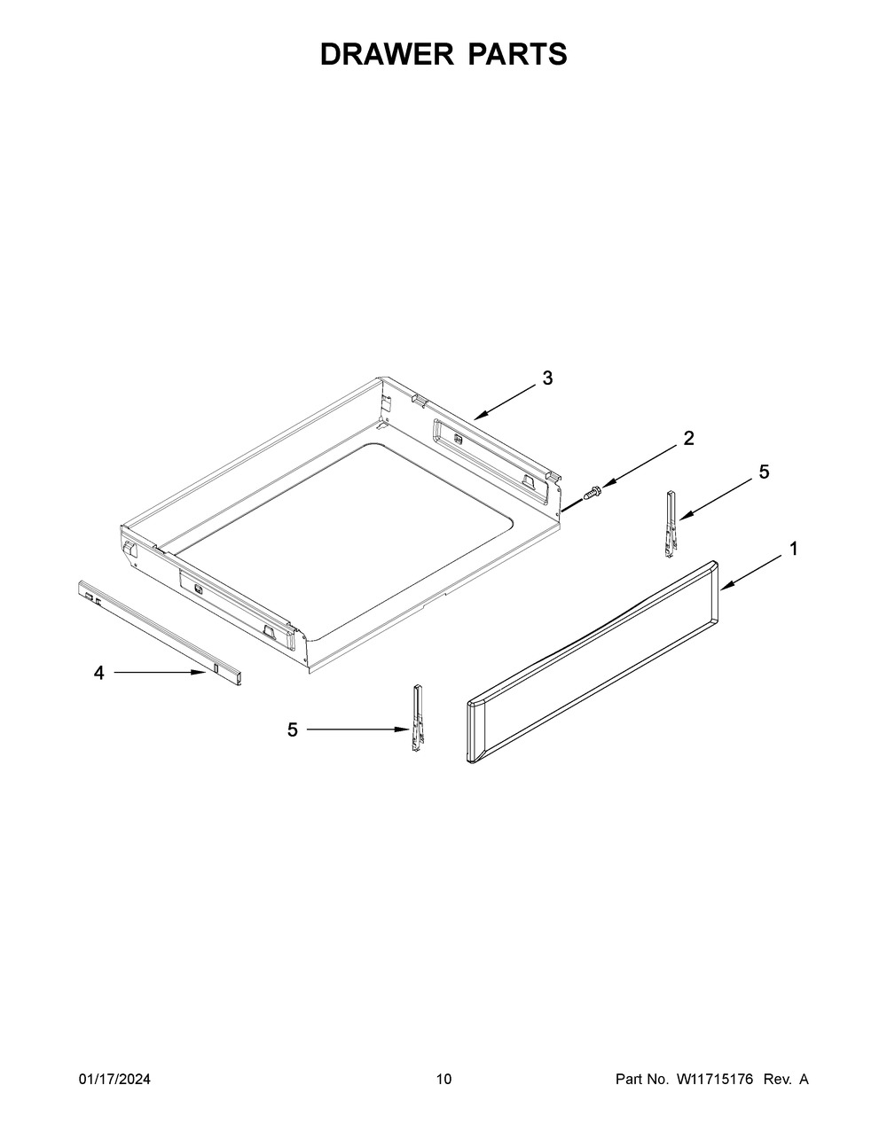 Drawer Parts Diagram and Parts List for MER8800FZ6  Maytag Range