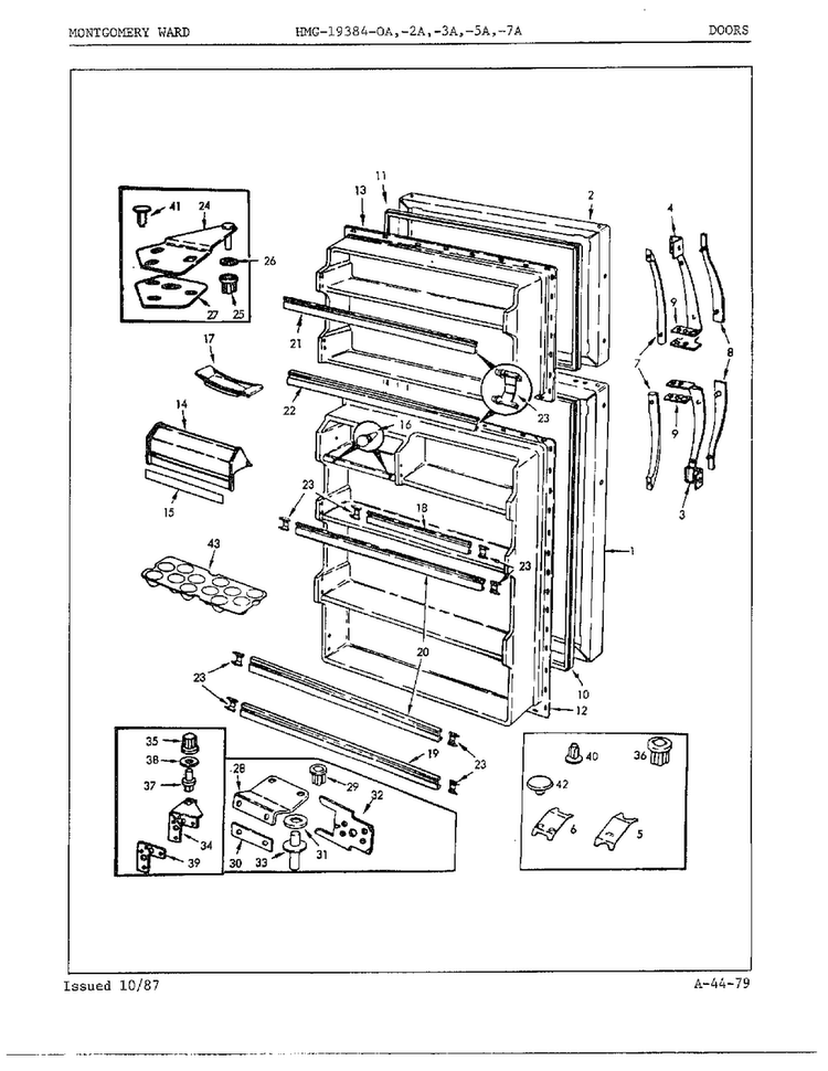 Doors/misc Diagram and Parts List for 19384A  Admiral Refrigerator
