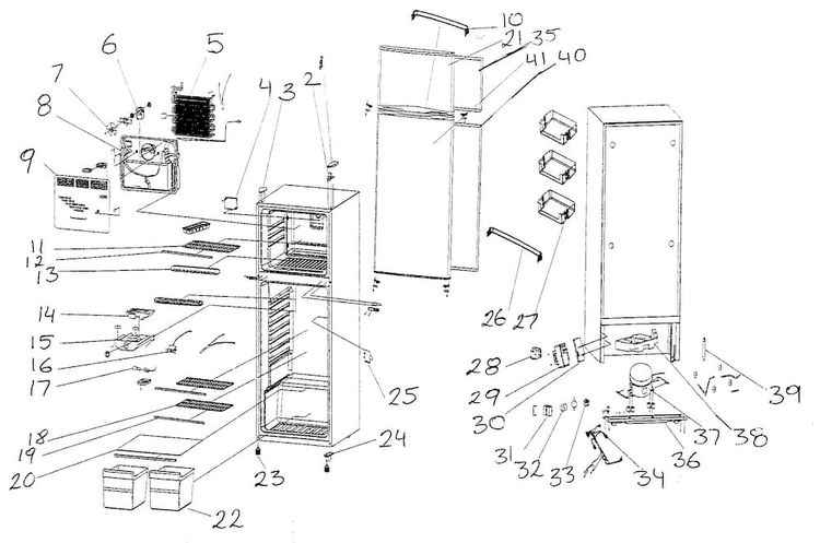 Refrigerator Diagram and Parts List for MCBR1020W  Magic Chef Refrigerator