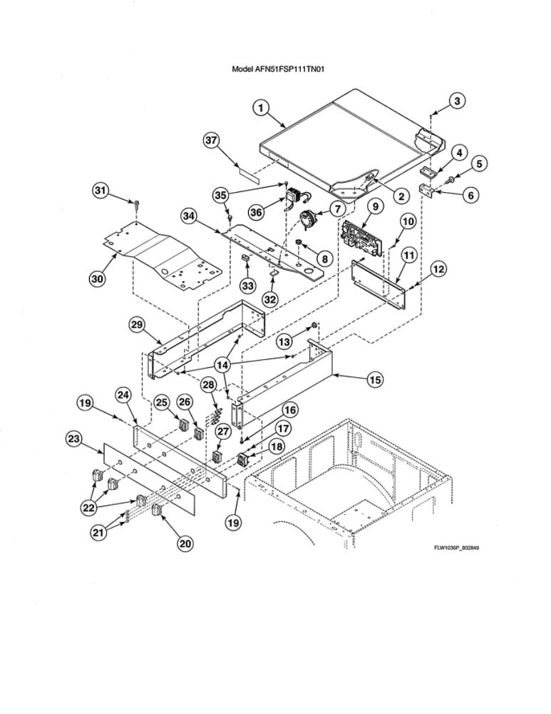 Control Cabinet/Controls Diagram and Parts List for AFN50FSP111TW01  Speed Queen Washer