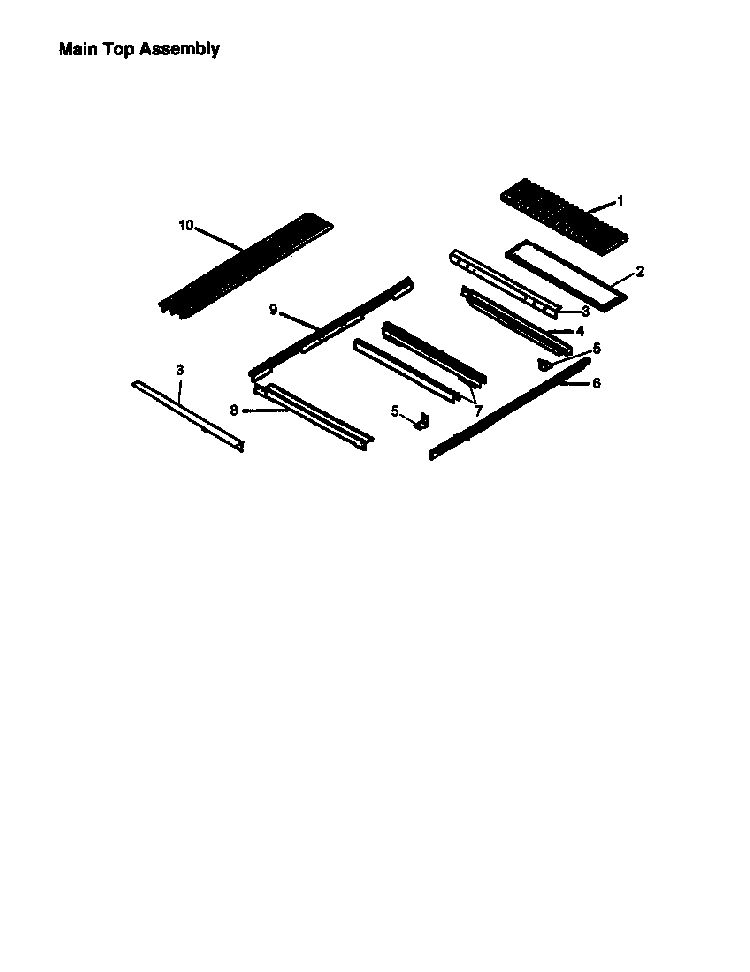 Main Top Assembly Diagram and Parts List for CC13W P1155203S Amana Range