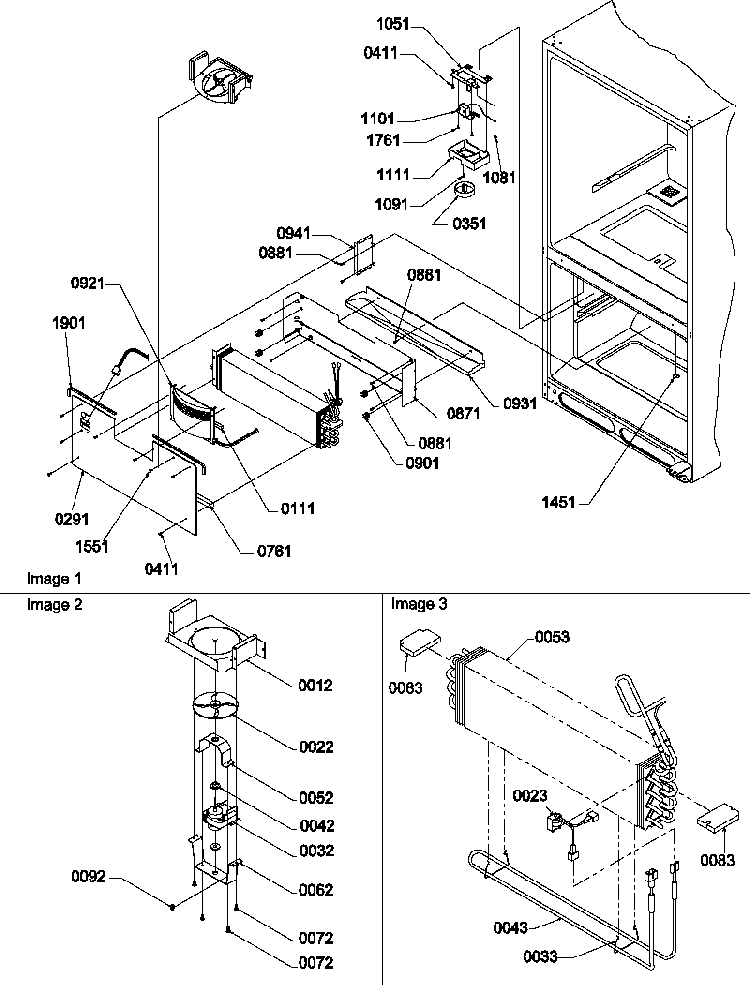 Evaporator & Freezer Control Assembly Diagram and Parts List for BX22S5E-P1196704WE  Amana Refrigerator