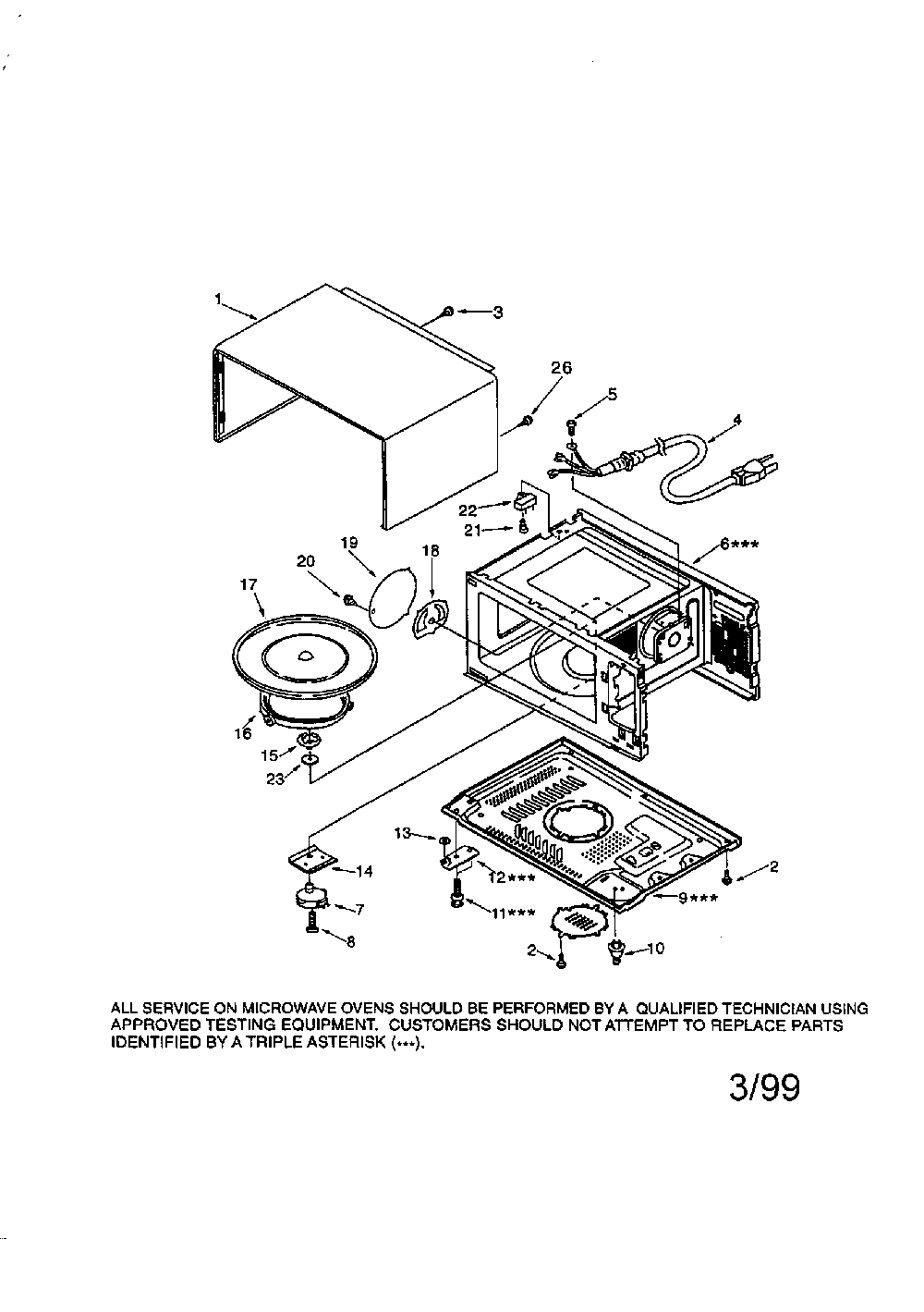 Cabinet Diagram and Parts List for 56569399990  Kenmore Microwave
