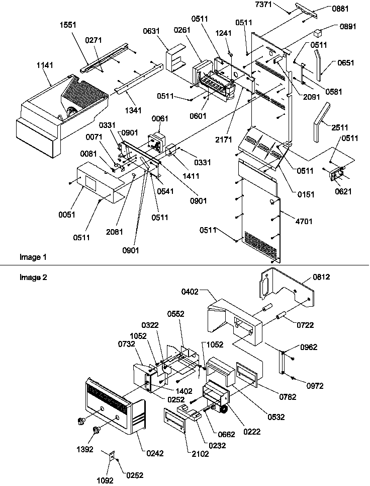 Ice Maker/control Assy Diagram and Parts List for SCD25TW-P1190422WW  Amana Refrigerator