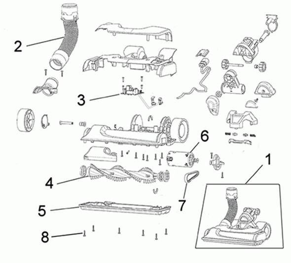 Diagram 3 Diagram and Parts List for UH72510  Hoover Upright Vacuum