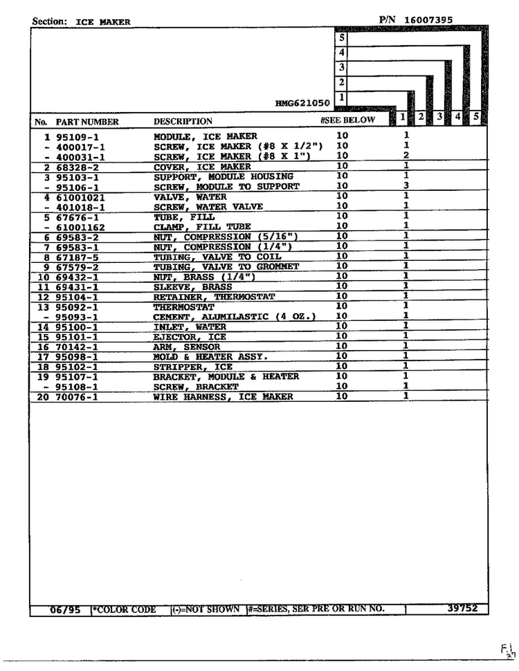 Ice Maker Page 2 Diagram and Parts List for 621050  Admiral Refrigerator