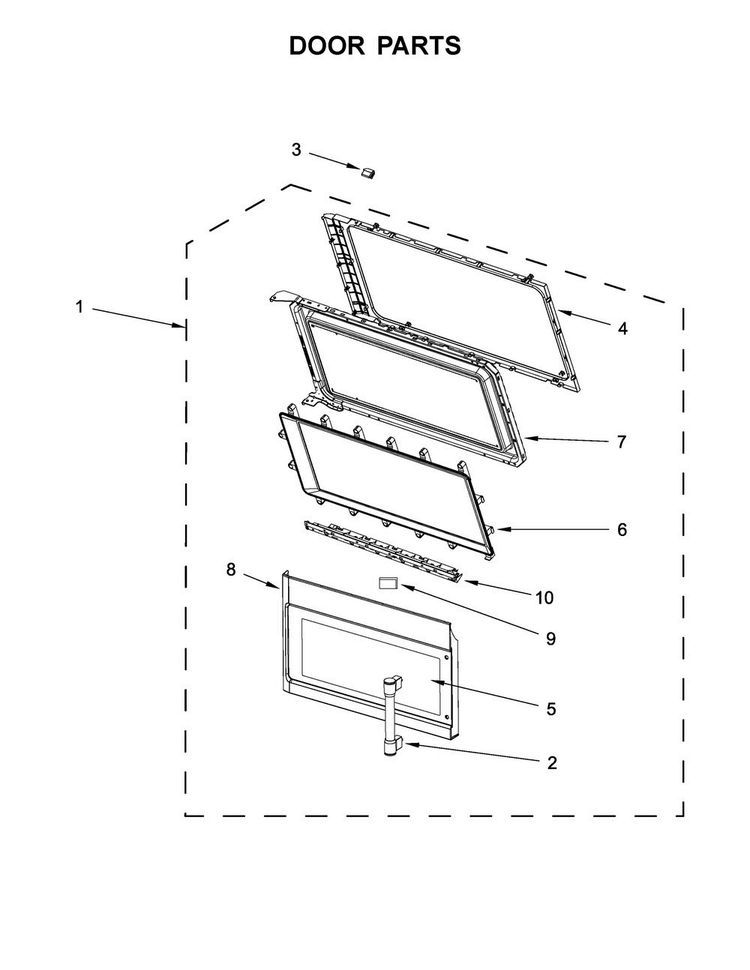 Door Parts Diagram and Parts List for MMV5219DE0  Maytag Microwave