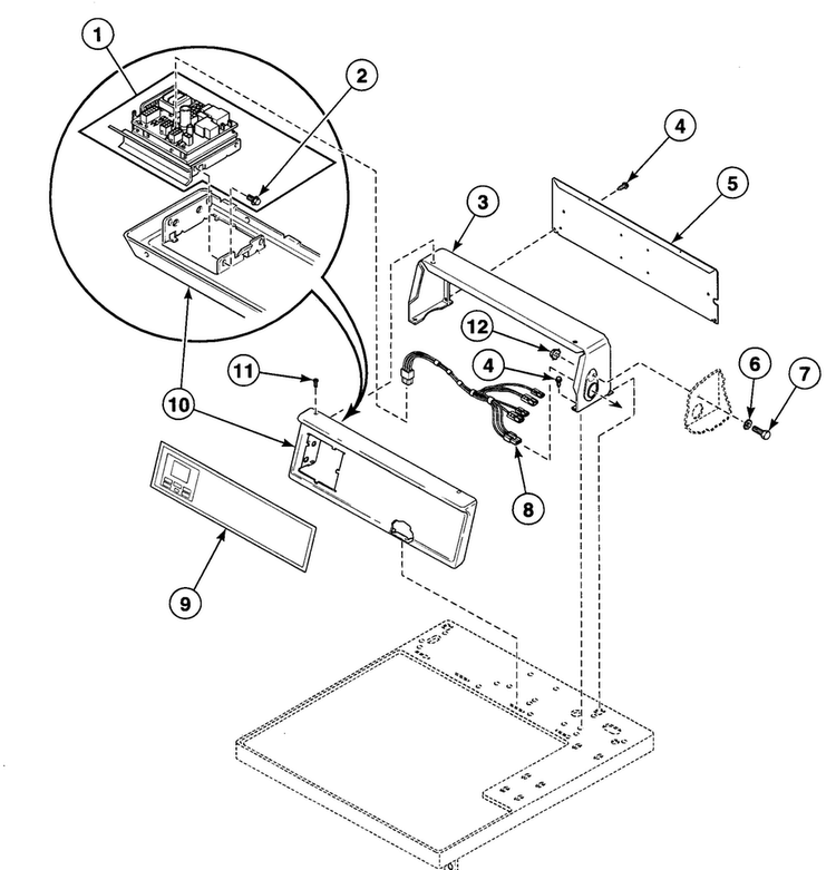 Control Assy Diagram and Parts List for SDG409QF  Speed Queen Dryer