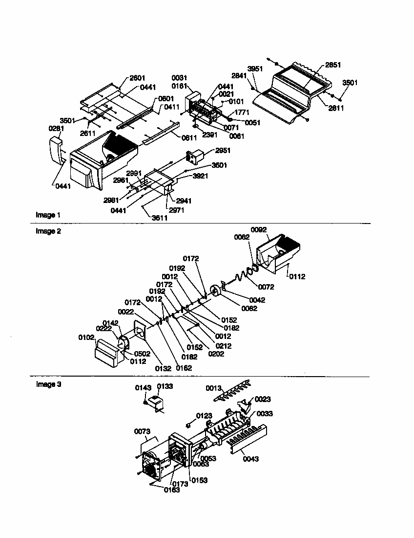 Ice Bucket Auger And Ice Maker Parts Diagram and Parts List for S148DA01-P1305602W  Amana Refrigerator