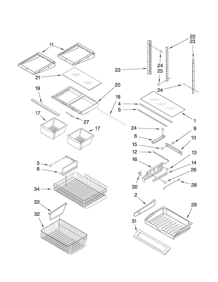 Shelf Parts Diagram and Parts List for JFC2089HEP4  Jenn-Air Refrigerator