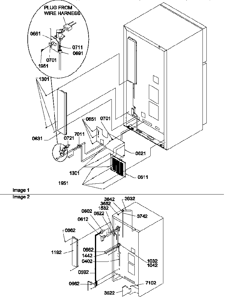 Cabinet Back Diagram and Parts List for THI18TW-P1310701WW  Amana Refrigerator