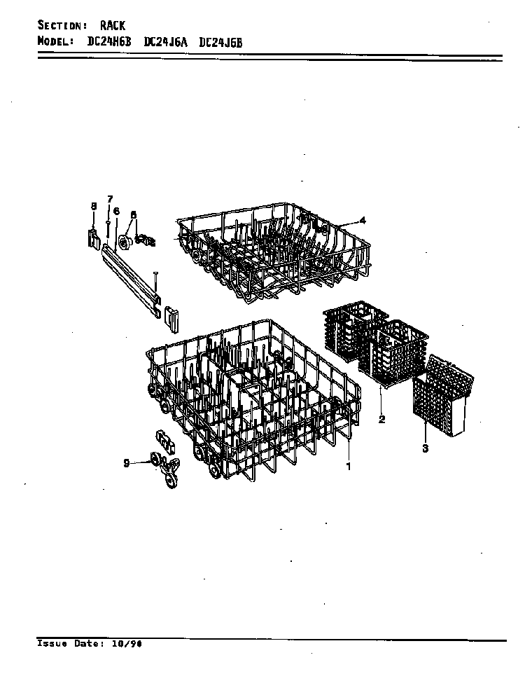 Rack Diagram and Parts List for DC24J6  Maytag Dishwasher