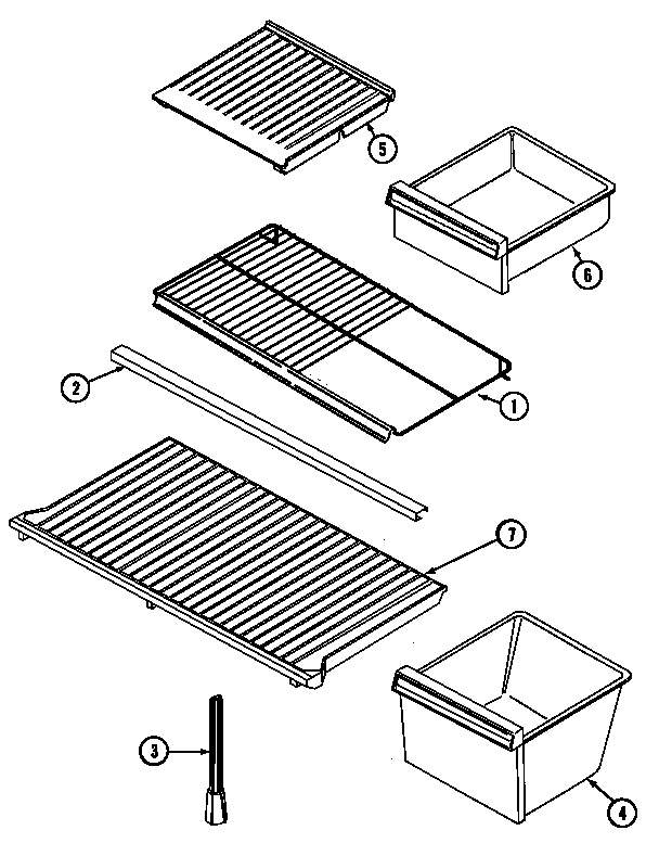 Shelves & Accessories Diagram and Parts List for GT19A43LV  Maytag Refrigerator