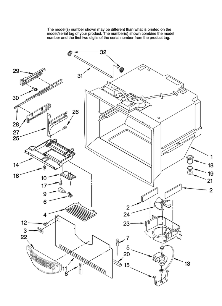Freezer Liner Parts Diagram and Parts List for AFB2534DEW13  Amana Refrigerator
