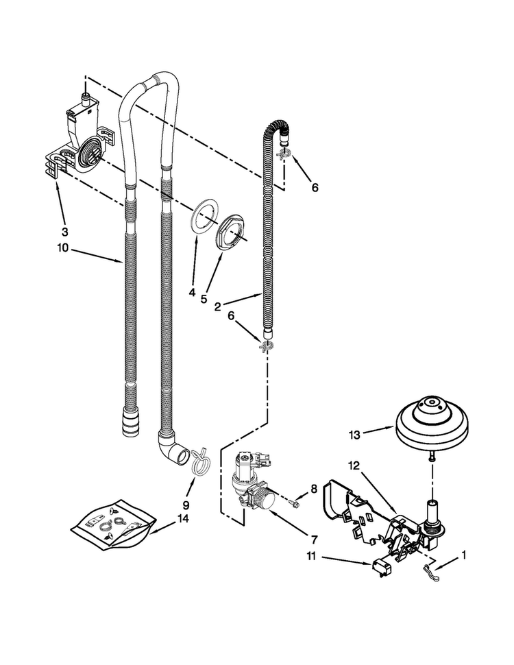 Fill, Drain And Overfill Parts Diagram and Parts List for MDB4409PAS2  Maytag Dishwasher