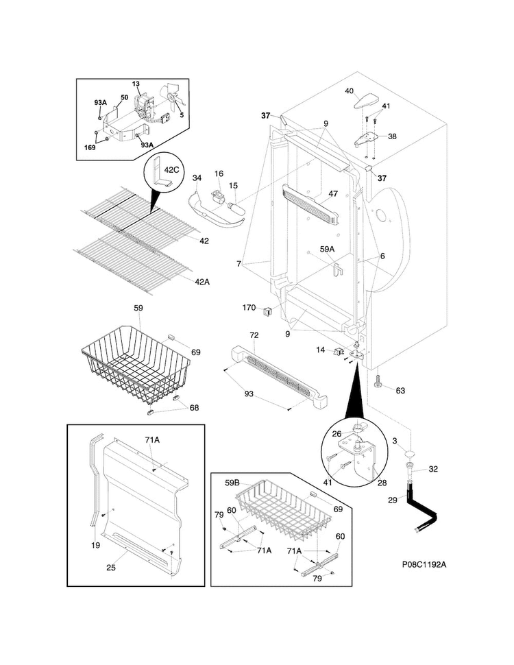 Cabinet Diagram and Parts List for CFUFHC21PW2  Crosley Freezer