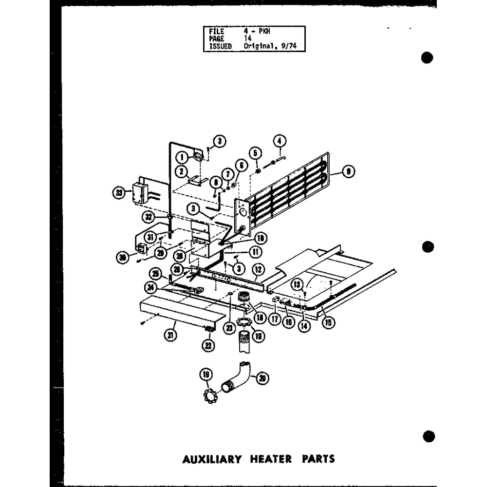 Auxiliary Heater Parts 1 Diagram and Parts List for D54475-1 P54475-1C Amana Air Conditioner