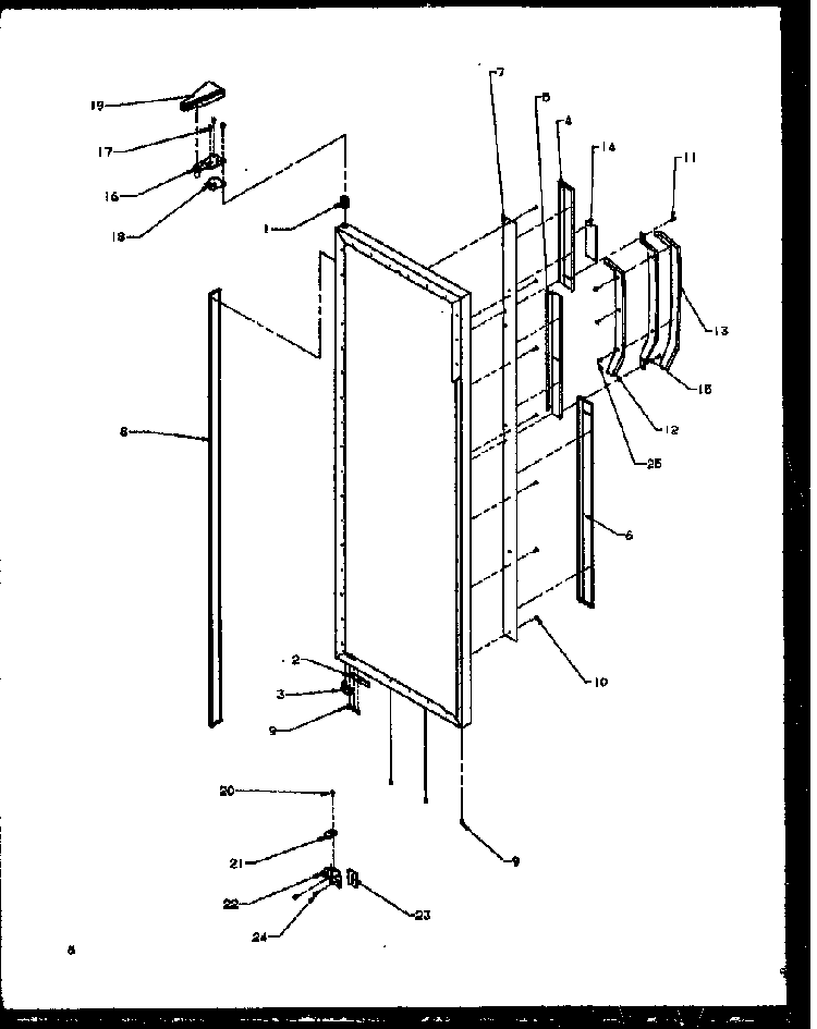Refrigerator Door Hinge And Trim Parts Diagram and Parts List for SXI20NL-P1162903WL  Amana Refrigerator