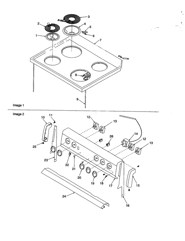 Main Top And Backguard Diagram and Parts List for ARR3400L-P1143806NL  Amana Range