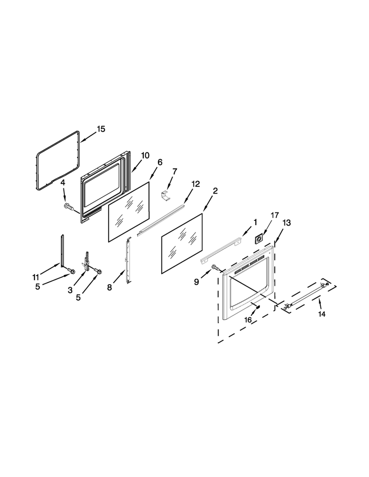 Door Parts Diagram and Parts List for MER8850DS0  Maytag Range