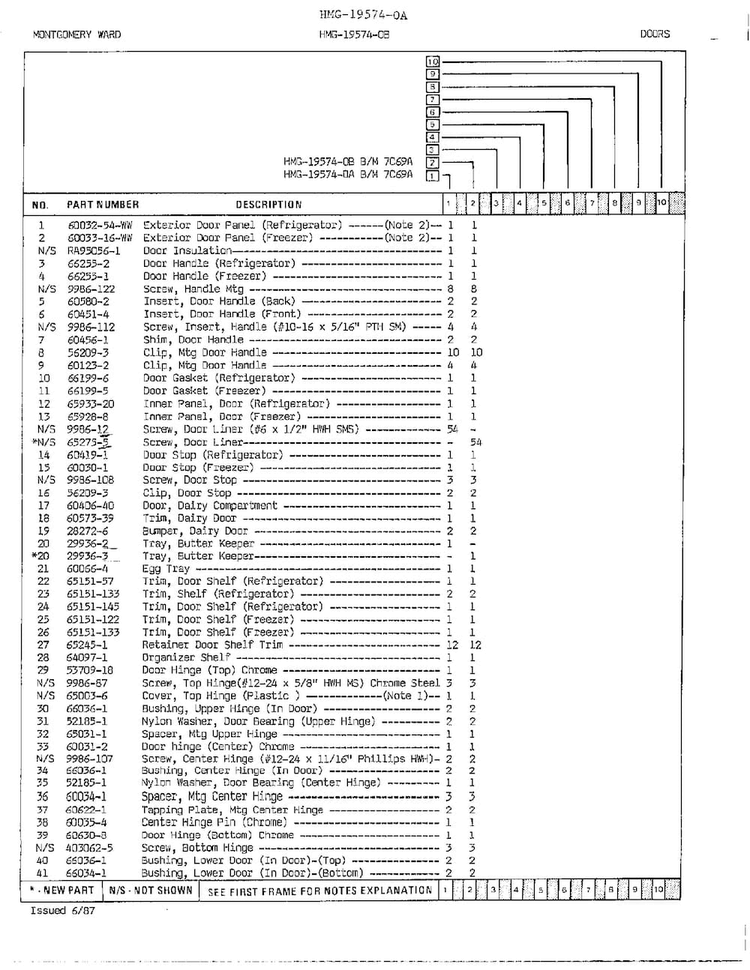 Doors/misc Page 2 Diagram and Parts List for 19574B  Admiral Refrigerator