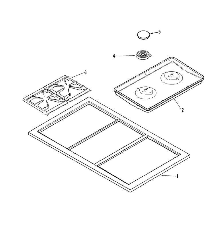 Top Assembly Diagram and Parts List for JGC  Jenn-Air Cooktop