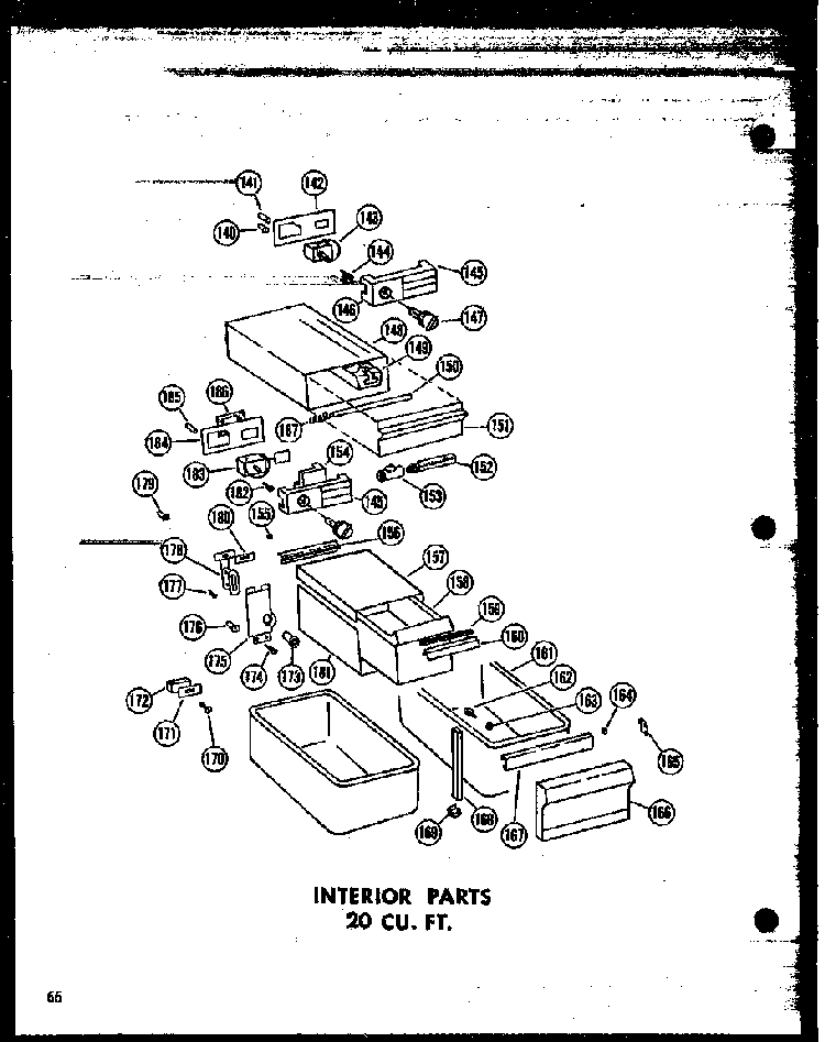 Interior Parts 20 Cu. Ft. Diagram and Parts List for T16J-P60178-1W  Amana Refrigerator
