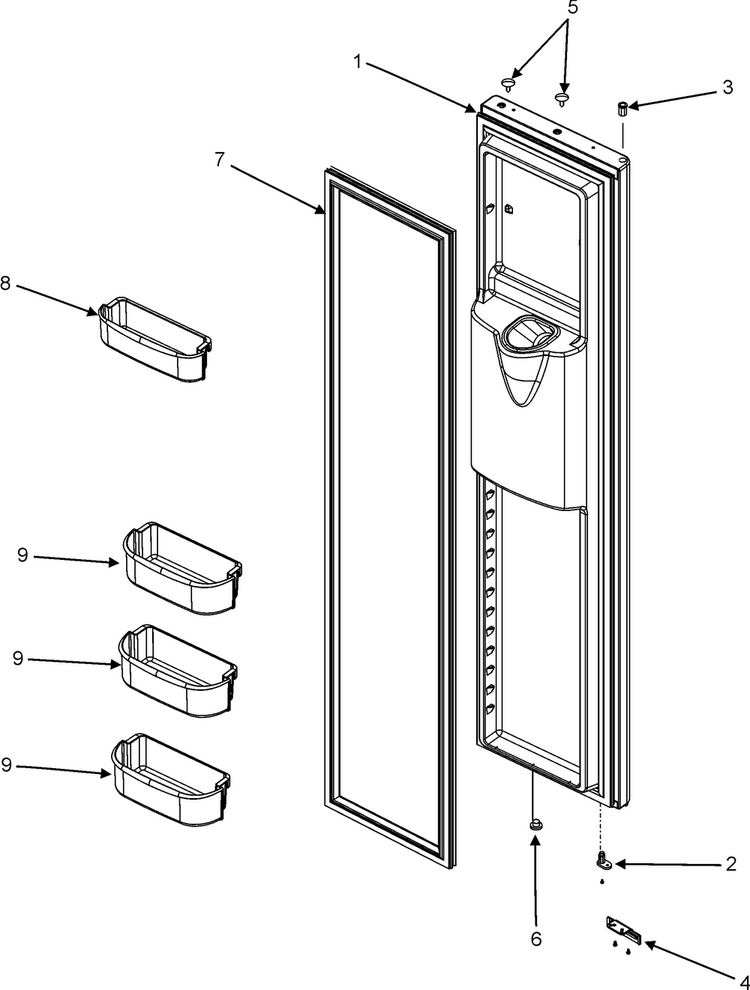 Freezer Door Diagram and Parts List for ACD2232HRB0  Amana Refrigerator