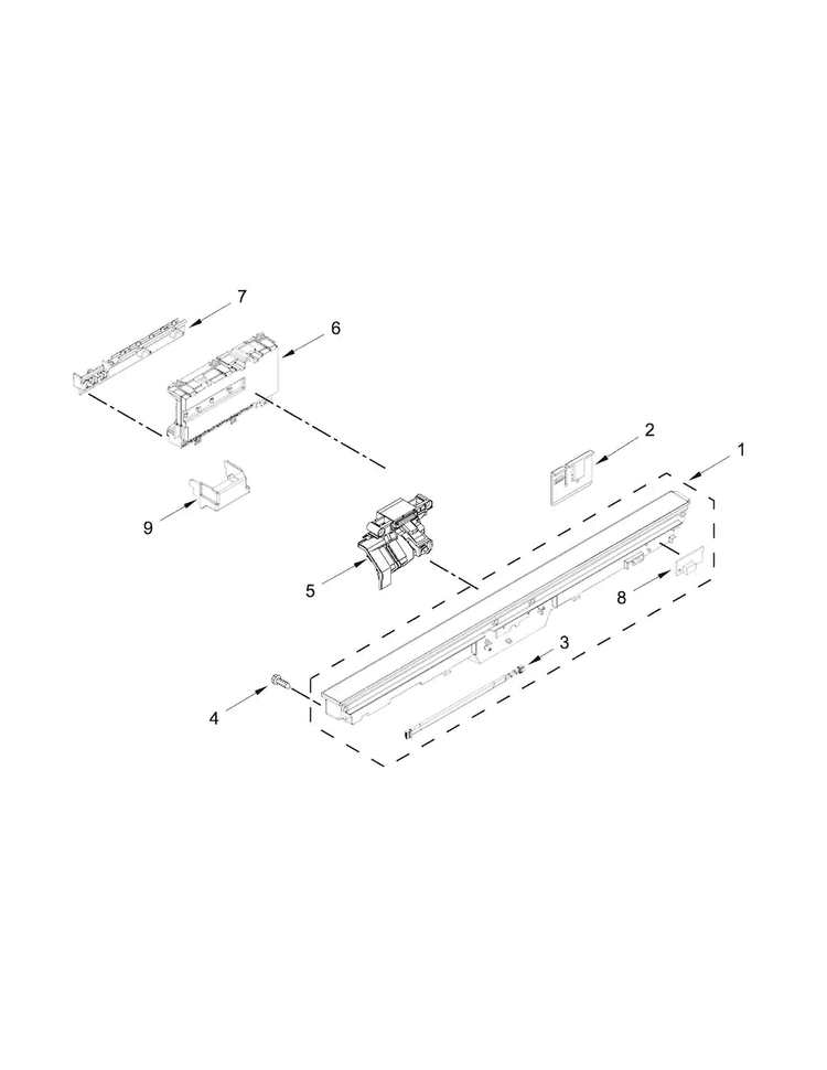 Control Panel And Latch Parts Diagram and Parts List for JDB8700AWS3  Jenn-Air Dishwasher