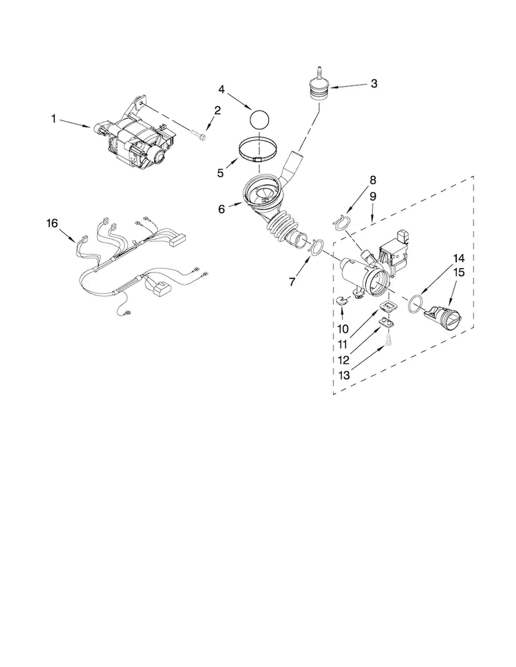 Pump And Motor Parts Diagram and Parts List for MHWZ600WR00  Maytag Washer