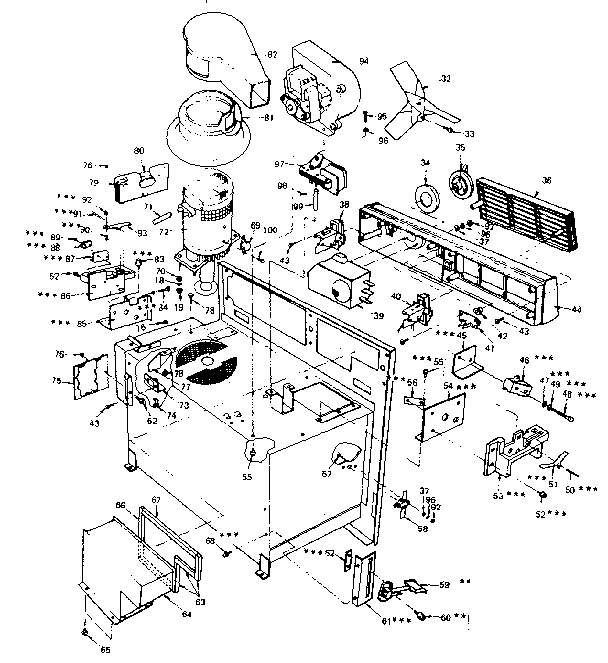 Oven Assembly Diagram and Parts List for 5629917210  Kenmore Microwave