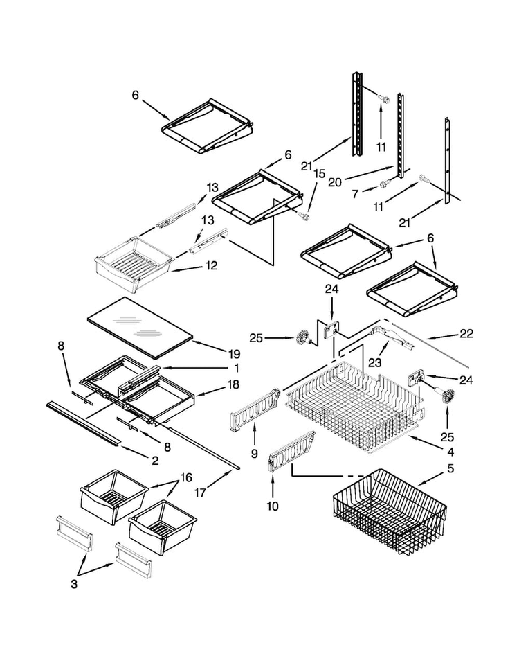 Shelf Parts Diagram and Parts List for MBF1958XEB3  Maytag Refrigerator