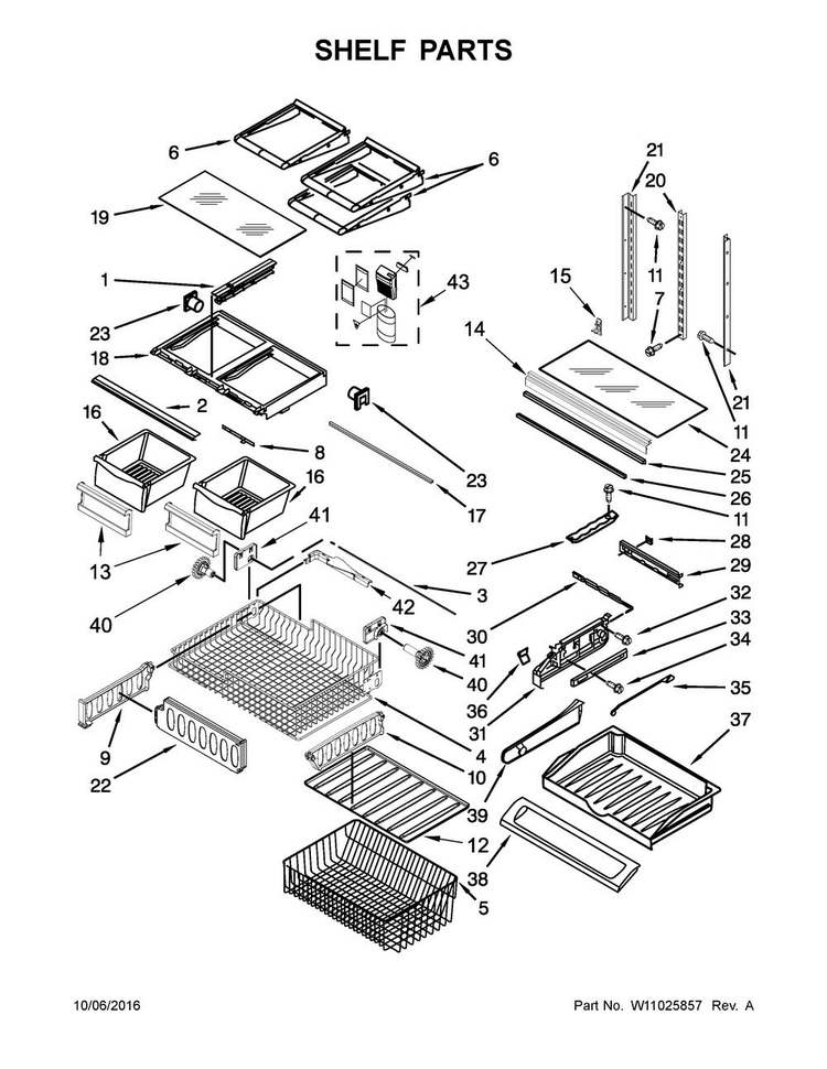 Shelf Parts Diagram and Parts List for MFF2258FEZ01  Maytag Refrigerator